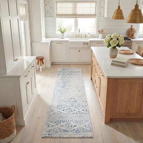 Safavieh Boho Chic Area Rug for Living Dining Room Bedroom Tulum Collection Short Pile Ivory Turquoise 2'x7'