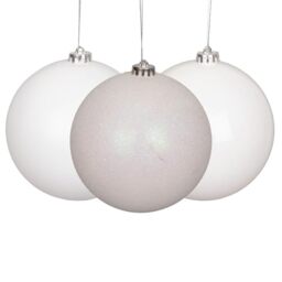 10cm/3Pcs Christmas Baubles Shatterproof White, Christmas Tree Decorations Ball Ornaments Balls Xmas Hanging Decorations Holiday Decor - Shiny,Matte,Glitter