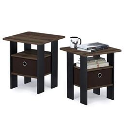 Furinno ANDREY Set of 2, Side Table with Storage Bin, Columbia Walnut