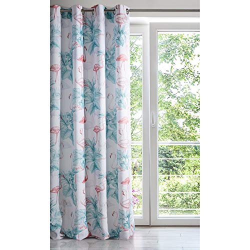 Eurofirany Curtain 140 x 250 cm White Turquoise Pink