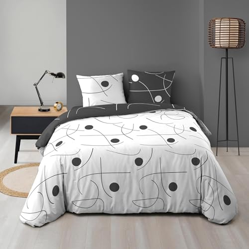 Douceur d'Intérieur, 3-Piece Reversible Bed Linen Set (240 x 220 cm) Sonata, Printed Microfibre