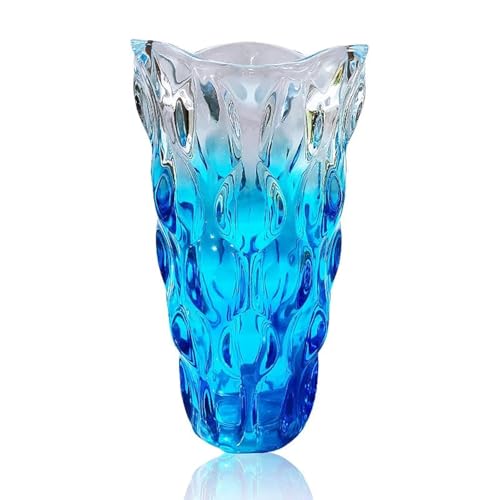 Eastern Rock Unbreakable Flower Glass Vase 3.5lb 9.5inch Sparkle vase Bohemian Style, for Centerpieces,Kitchen,Office, Living Room,Wedding,Perfect Home Decor Glass Vase (Gradient Sky Blue)