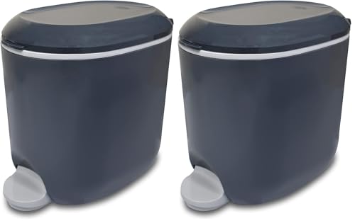 Addis Premium Deluxe Bathroom Office Pedal Bin with inner, 3.5 litre, Charcoal Grey & Light Grey (Pack of 2)