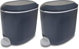 Addis Premium Deluxe Bathroom Office Pedal Bin with inner, 3.5 litre, Charcoal Grey & Light Grey (Pack of 2)