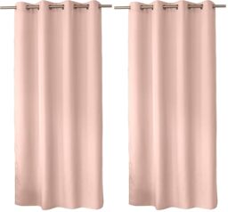 Enjoy Home Basic Polyester Curtain with 8 Silver Eyelets Diameter 4 cm 140 x 240 cm Old Pink (Pack of 2)