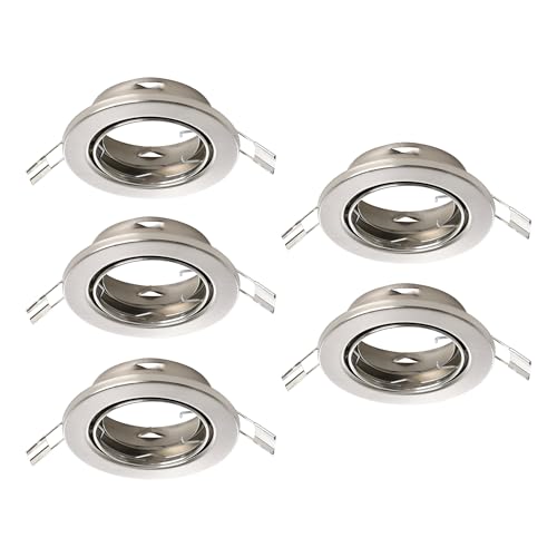 Eglo Set of 5 recessed spotlights Agulo, Swivel Ceiling Lights, Round Spots Without Bulbs, Silver Steel Lamps, GU10 Base, Ø 8.6 cm