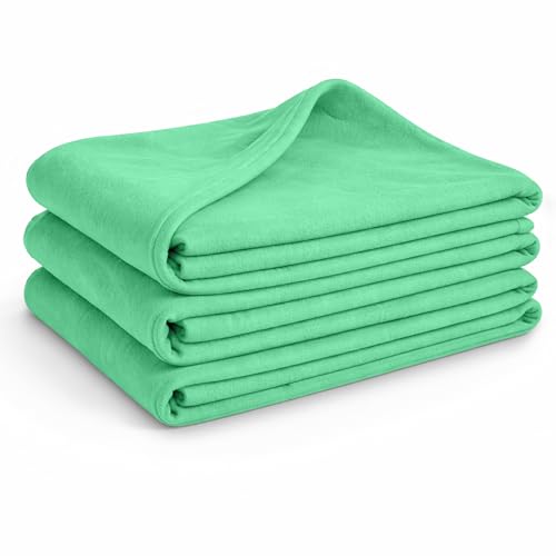Glart G3MG Oeko Tex Fleece Blankets 3pc Set - 130x160 cm, 100% Polyester, 200 g/m² - mint green, versatile as throw, snuggle blanket, sofa cover, guest blanket or picnic blanket.