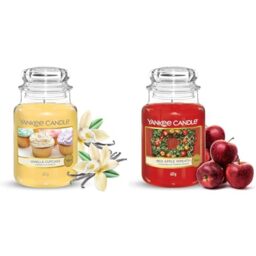 Yankee Candle Scented Candle - Vanilla Cupcake Large Jar Candle - Long Burning Candles: up to 150 Hours & Scented Candle - Red Apple Wreath Large Jar Candle - Long Burning Candles: up to 150 Hours