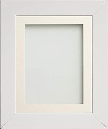 Frame Company Watson White Picture Photo Frame fitted with Perspex, 9x7 inch with Ivory Mount for image size 7x5 inch