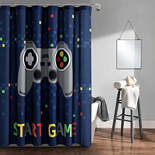 "Lush Decor Video Games Shower Curtain, 72"" x 72"", Navy"