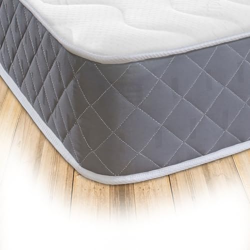 Starlight Beds Close Flame 8-Inch Deep Hybrid Single Mattress with Memory Foam Layer – Soft, Grey, Sprung (3ft x 6ft3 x 20cm)