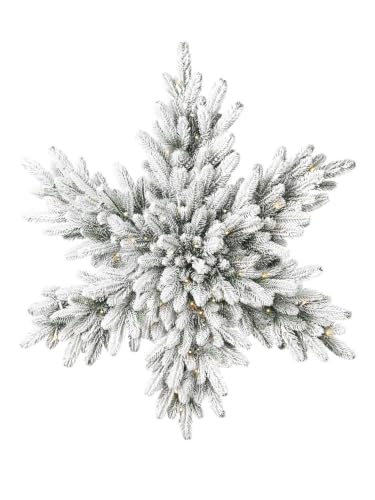 Pre-Lit Snow Flocked Snowflake Wreath, 80 cm