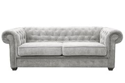 Sofas and More Chesterfield Style Sofa bed Venus 3 Seater 2 Seater Fabric Light Grey Settee (3seater, Light Grey)