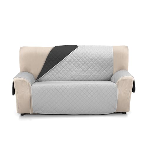 Martina Home Quilted Sofa Cover Reversible Amber 3 Seater Grey Black