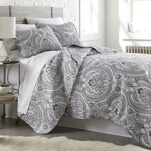 Southshore Fine Living, Inc. Farmhouse Bedding Quilt Set, Twin XL Coverlet, Oversized Quilt, Summer Coverlet, Lightweight Bedspread 2-Piece Set with One Matching Pillow Sham, Twin/XL Quilts, Black