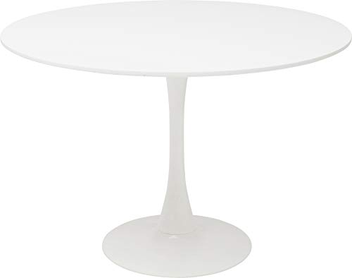 Kare Design Table Schickeria, White, Wood, Steel base, Diameter 110 cm, Seats for 4 people, Round Dining Table, Modern Furniture, Kitchen, Dining Room, Living Room