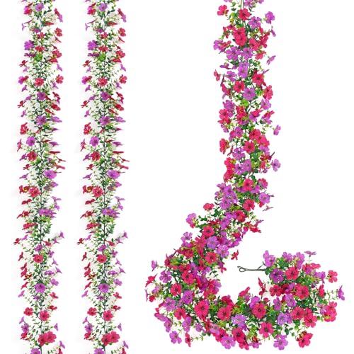 MEIVINES 2 Pack 5.7 FT Artificial Flower Garland,Fake Daisy Vines Silk Flowers Faux Plastic Outdoor Hanging Floral Ivy Garland Decoration for Valentines Day Wedding Arch Wall Backdrop Room Decor