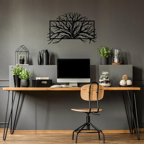 Stylish Black Decorative Metal Wall Accessory, 70 x 44 cm, 100% Metal (1.5 mm Thick), Easy Wall Mounting, Perfect for Modern Home Decor