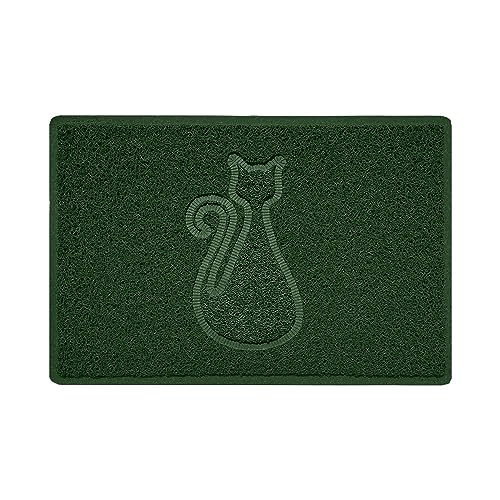 Nicoman CAT Embossed Shape Door Mat Dirt-Trapper Jet-Washable Doormat-(Use Indoor or Sheltered Outdoor)- (60x40cm/23.6x15.7inches, Small) Green
