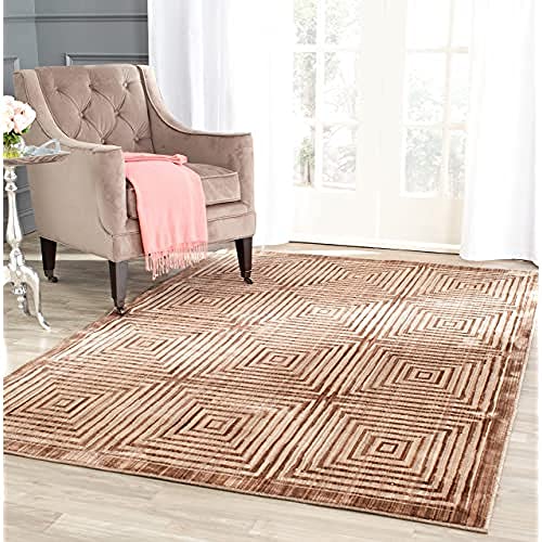 Safavieh Contemporary Indoor Woven Rectangle Area Rug, Infinity Collection, INF569, in Brown / Beige, 122 X 183 cm for Living Room, Bedroom or Any Indoor Space