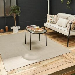THE RUGS Urban Collection Outdoor Rug - Easy to Clean, Waterproof Plastic Outdoor Rugs for Garden, Patio, Balcony, Camping - Contemporary Plastic Straw Rug - Mono Beige, 150x220cm