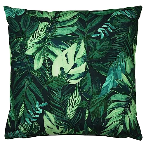 furn. Psychedelic Jungle Cushion Cover – Water Resistant Colourful Tropical Leaf Outdoor Decorative Case (Green - 43x43cm)