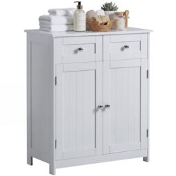 Bath Vida Priano Freestanding 2 Drawer 2 Door Bathroom Floor Cabinet, White