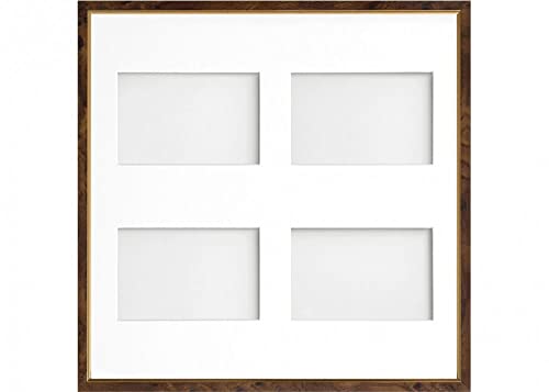 Frame Company Drayton Multi Aperture Photo Frame, Walnut, 40x40cm for 6x4 inch (x4)
