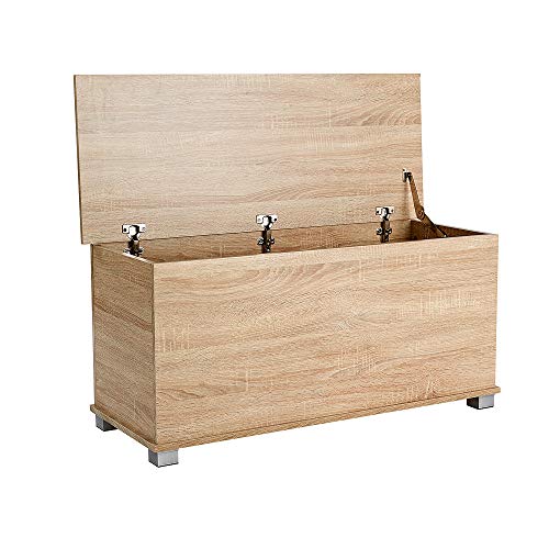 Home Source Ottoman Storage Toy Chest Bedding or Blanket Box, Sonoma Oak Effect, 99cm