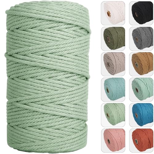 NOANTA 4mm 109yards Macrame Cord Sage Cotton Rope for Wall Hanging, Plant Hangers, Crafts, Knitting