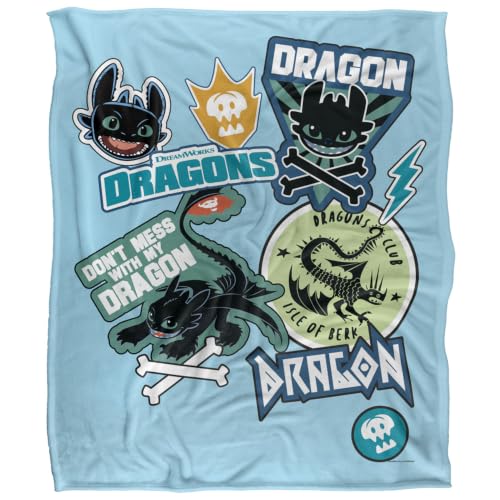 Don'T Mess With My Dragon Badges Silky Touch Super Soft Throw Blanket 152 X 127 Cm