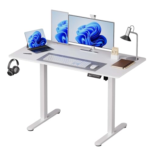 Relaxdays electric height-adjustable desk, LED display, HWD: 120x120x60 cm, metal, wood-effect, white