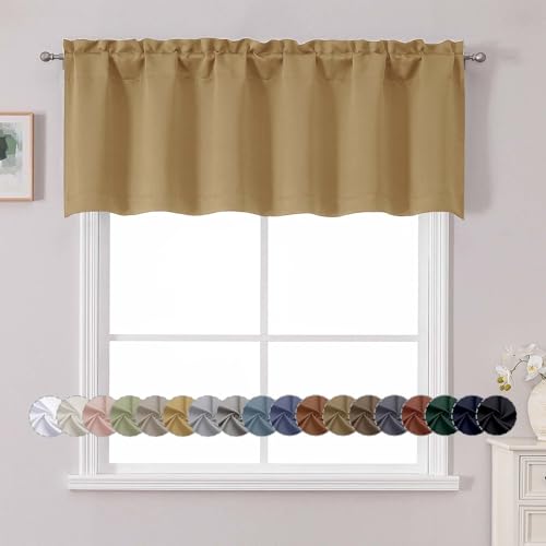"Chyhomenyc White Valance for Window, Blackout Small Kitchen Curtain for Bedroom/Living Room, Rod Pocket Privacy Short Window Treatment Valance RV Bunk Panels, 60"" Wx18 L"