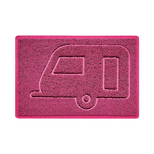 Nicoman CARAVAN Embossed Shape Door Mat Dirt-Trapper Jet-Washable Doormat-(Use Indoor or Sheltered Outdoor)- (60x40cm/23.6x15.7inches, Small) Pink