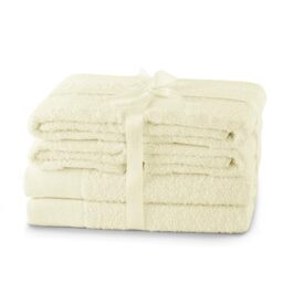 AmeliaHome Set 6pcs 4 Towels 50x100 cm and 2 Bath Towels 70x140 cm 100% Cotton Absorbent Ecru Cream Amari