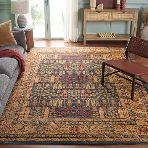 Safavieh Traditional Rug for Living Room, Dining Room, Bedroom - Mahal Collection, Short Pile, in Navy and Natural, 243 x 304 cm