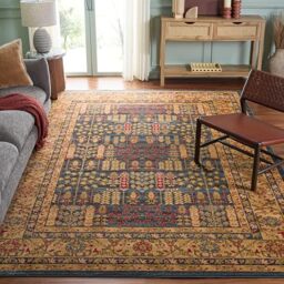SAFAVIEH Traditional Rug for Living Room, Dining Room, Bedroom - Mahal Collection, Short Pile, in Navy and Natural, 243 x 304 cm