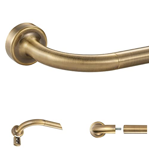 Antique Bronze Disc Curtain Rods, 28-48 Inches Window Curtain Rod,Adjustable Room Darkening Curtain Rod with Aluminum Finials and Brackets,Wrap Around Design