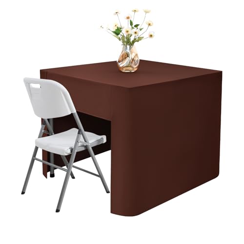 Nacuci Square Fitted Tablecloth Open Back Card Table Tablecloth, 34x34 in - Chocolate Folding Card Table Cover, Washable Polyester Vendor Table Cloth for Craft Show, Trade Show, Display, Party, Banquet