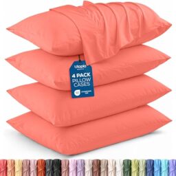Utopia Bedding Queen Pillow Cases - Pack of 4 - Envelope Closure - Soft Brushed Microfiber Fabric - Shrinkage and Fade Resistant Pillow Covers Queen Size 20 X 30 Inches (Coral)