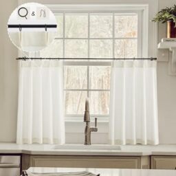 LIMON HOME Kitchen Curtains for Linen,Cream Cafe Curtains 24 inch Length,Pinch Pleat Modern Farmhouse Curtain for Small Window,Sets of 2 Piece