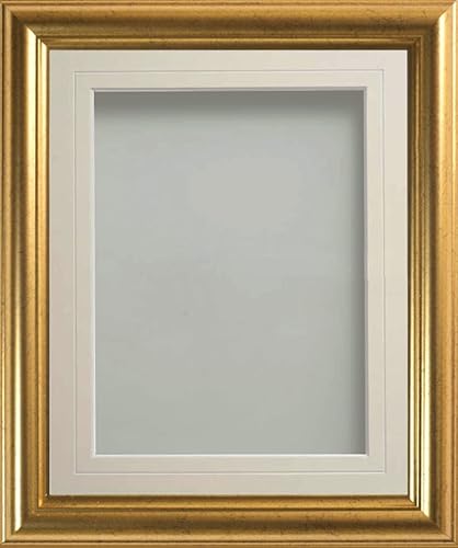Frame Company Eldridge Gold Photo Frame with Ivory V-Groove Mount, 12x10 for 9x7 inch, fitted with perspex