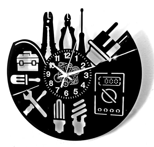 Instant Karma Clocks - Wall Clock - Electrician - Gift Idea - Furniture - Handmade - Hobbies - Home and Workshop Decoration, Vinyl, Black, 30cm