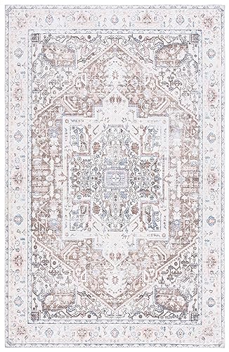 Safavieh Traditional Area Rug - Machine Washable & Non Slip - Ideal for High Passage Areas - Arizona Collection Short Pile Rug, Red & Navy, 240 x 300 cm