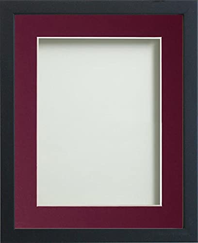 Frame Company Jellybean Range Black Wooden A4 Picture Photo Frame with Plum Mount for Image 9x6 inch * Choice of Colours & Sizes* Fitted with Perspex