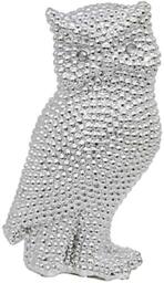 Maturi Silver Raised Ridge Owl Ornament - 7-Inch / 18cm