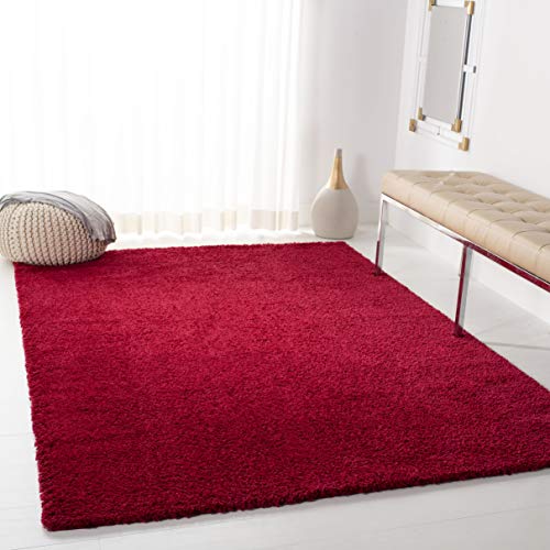 Safavieh Shag Rug for Living Room, Dining Room, Bedroom - August Shag Collection, Short Pile, in Red, 75 x 120 cm
