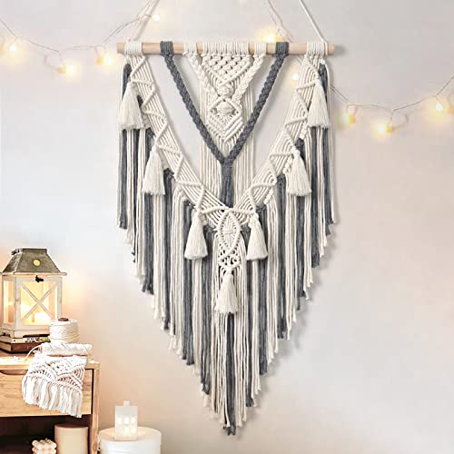 Rideau De Porte Ou Tenture Murale En Macramé Fait Main - Style Bohème Avec Pompons