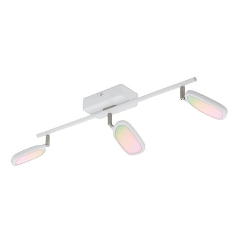 Eglo Connect LED Ceiling Light Palombare-C, 3-Flame smart Home lamp Made of Metal, Aluminium and Plastic in White, Spots with RGB, Adjustable Light Colour (Warm, Neutral, Cool), dimmable
