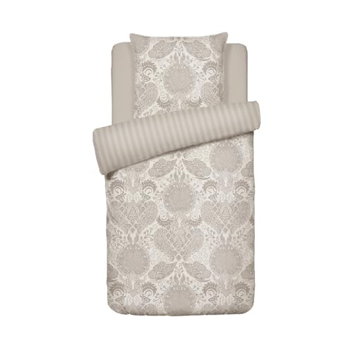 Pure Cotton - Duvet Cover Set + 1 Pillowcase - Cotton Satin Bed Linen - Bed Linen 140 x 220 cm + 50 x 70 cm - Arles, Taupe